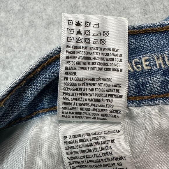 American Eagle Jeans WMNS 16L Blue Vintage Hi-Rise Two Tone Frayed Hem Festival - Picture 6 of 12